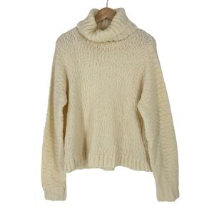 J.Crew‎ Swingy Alpaca-blend Turtleneck Sweater Chunky Knit Cream M